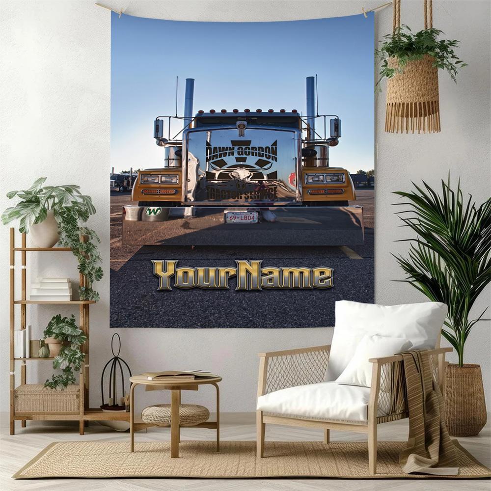 Kw Heavy Trucks Custom Your Name Wall Decor Tapestry Art For Pet Memorial Birthdaywedding Party Backdrop Family Gift
