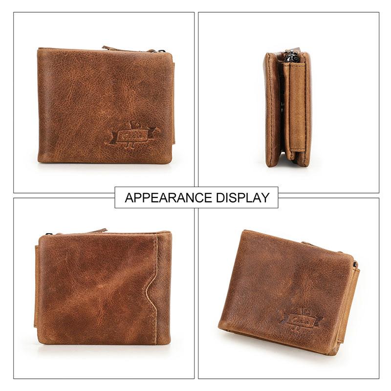 CONTACTS Genuine Leather Men‘s Wallet Short Purse For Men Coin Pocket Wallets Male Portmane