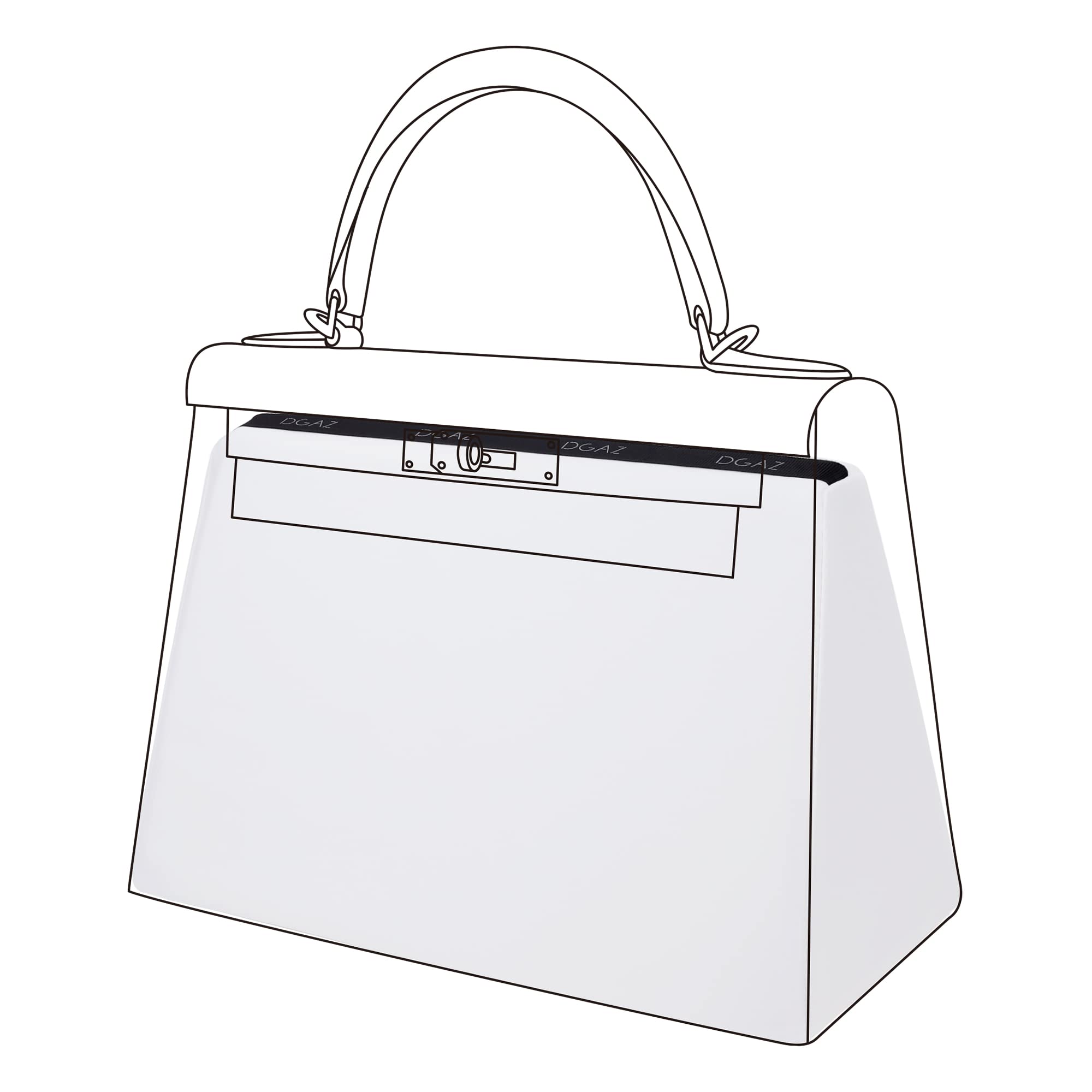 DGAZ Kelly Bag Pillow, Bag Shaper, Prevents Shape Change, Premium Silk, Compatible with Kelly, Retourne (25cm Outer Stitch Kelly, White)