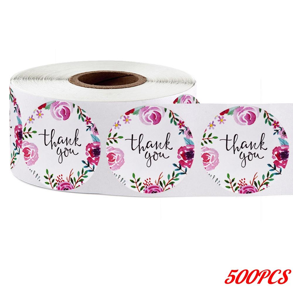 100-500PCS 1inch Round Flower Thank You Stickers Seal Labels for Gift packaging Decoration Stationery Sticker Custom Labels