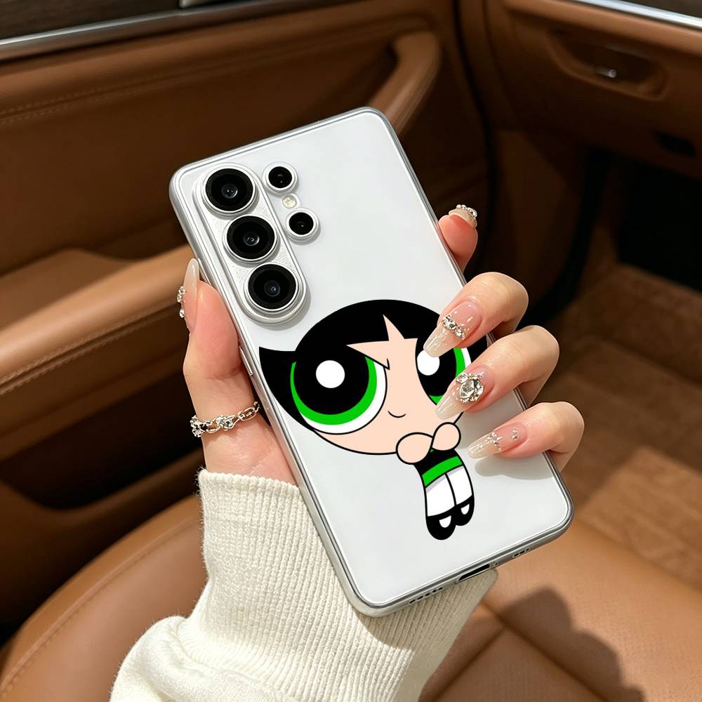 Cute The P-Powerpuff-es Cartoon Girls Clear Phone Case for Samsung S25, S24, S21, S22, S23, S30, Ultra, S20, Plus, FE, Lite