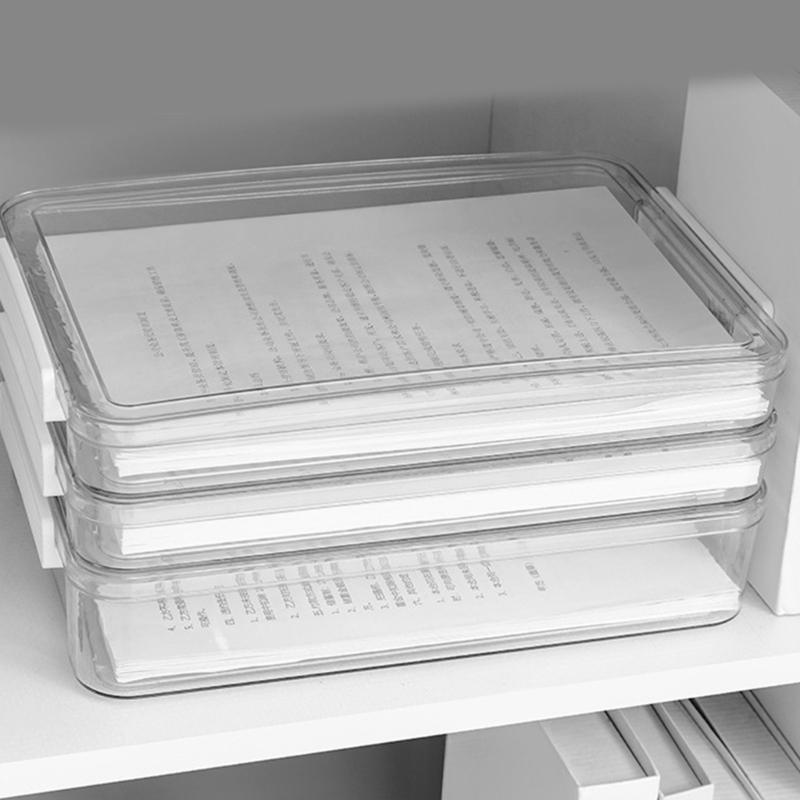 Clear Document Organizers Containers Stackable File Storage Box Filing Box Paper Storage Box Portable File Organizers