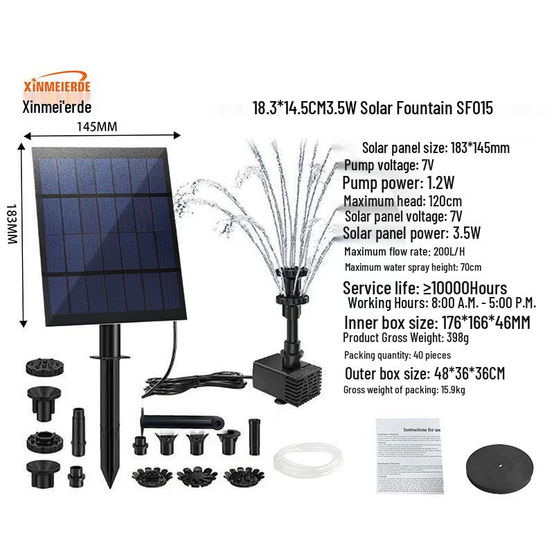 Solar-Powered Floating Garden Fountain and Light