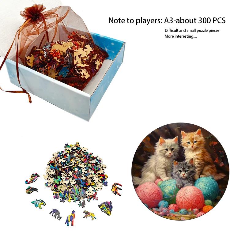 Non-Toxic Kids Puzzles Toy Stained Wooden Cartoon 3D Jigsaw Animal Puzzle Tree Educational Toys Games Wood Diy Puzzle Crafts Gift