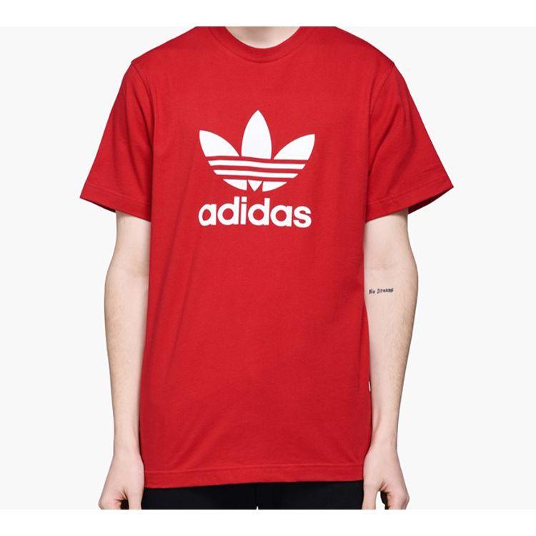 Adidas Originals Trefoil Logo Sports Short Sleeve T-Shirt Men Tops Red DX3609