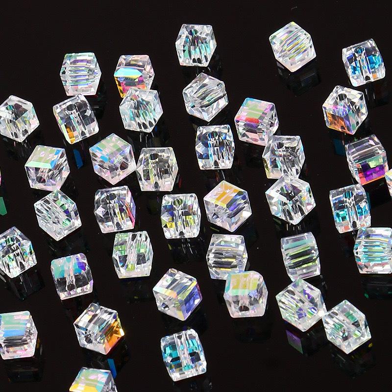 6-8mm Multi-Faceted High-Transparency Crystal Square Beads for Colorful DIY Jewelry Making