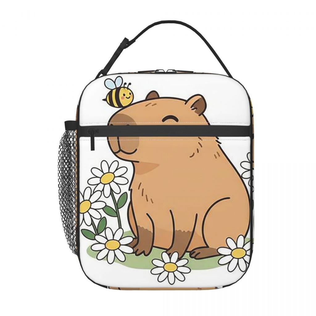 Bee And Capybara Bee Cappy Insulated Lunch Bag for Women Children Portable Food Boxes Thermal Lunch Box Tote