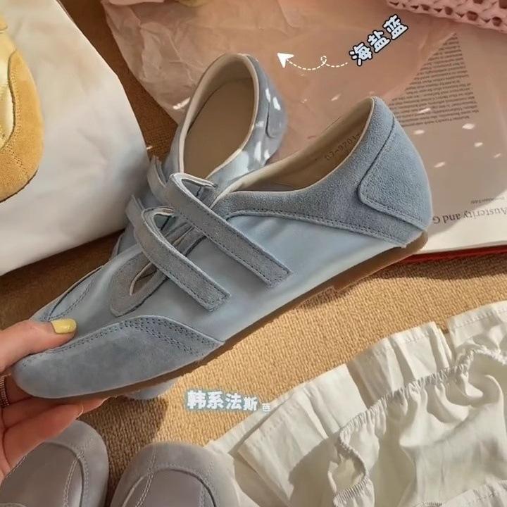 Retro word belt women's spring and summer new niche design Velcro fashion versatile Mary Jane shoes