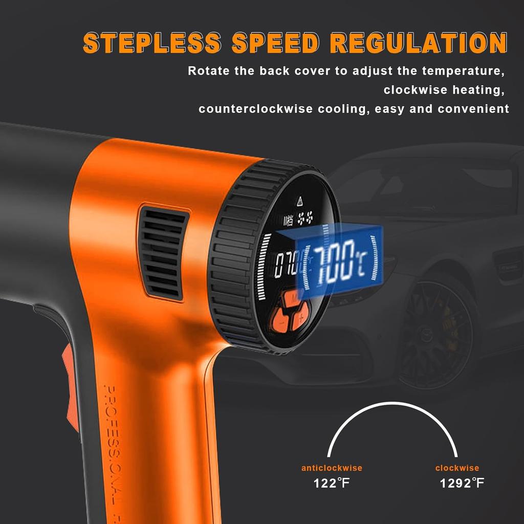 Heat Gun 2000W,6.56Ft UL Cord, Variable Temperature Control 122℉~1292℉, Fast Heat Hot Air Gun with 4 Nozzles, Overload Protection, for