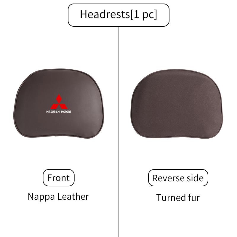 For Mitsubishi Car Leather Headrest Neck Support Seat Waist Cushion Pillow Auto Accessories Outlander Pajero Sport Lancer EX ASX RP4
