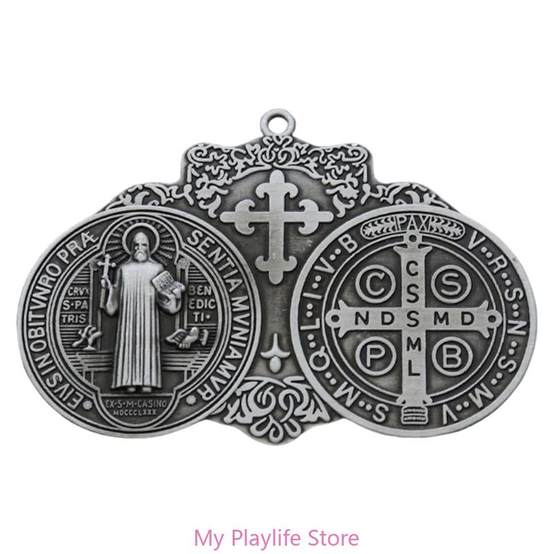 Christian Crosses Hanging Ornament Unique Religious Antiqued Metal Keychain Pendant Decoration for Prayer Necklace Charm