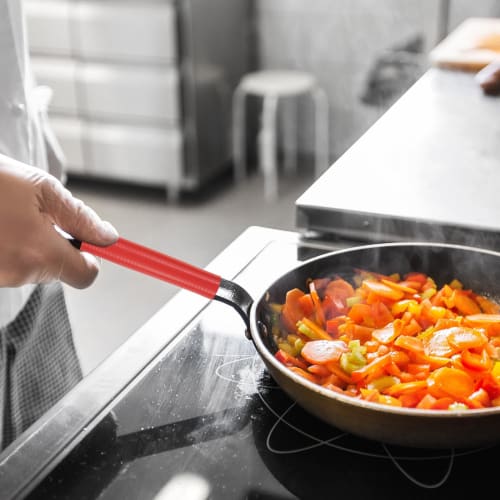 uxcell Silicone Frying Pan Handle Sleeve, Heat-Resistant Pot Holder, Cast Iron Frying Pan Handle Holder Spatula Cover Sleeve, Red (L)