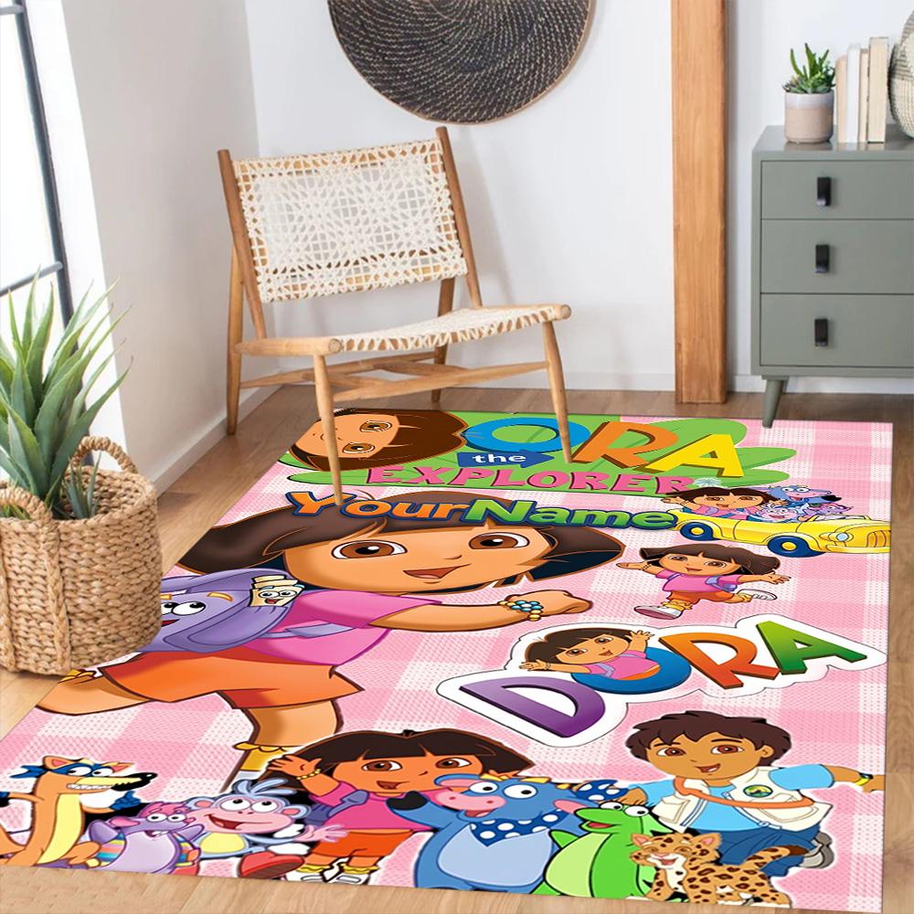 Dora Explorer Customizable Name Floor Rug Office Rug Design for Kitchen Foyer Decorate room Living Rooms Antislip Carpet Anime Office Decor