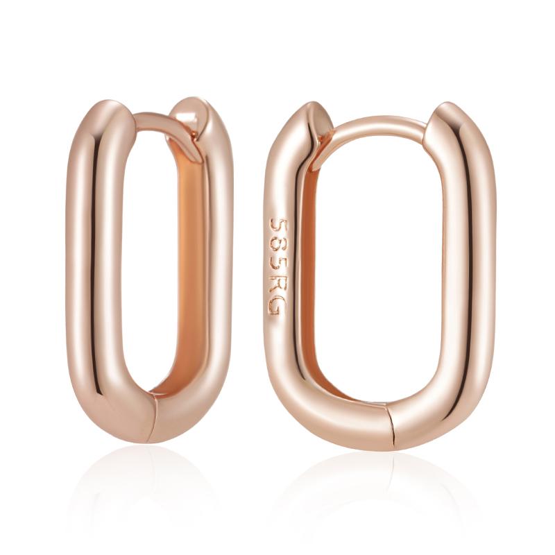 

Модные серьги-кольца прямоугольной формы простого дизайна цвета розового золота для женщин для вечеринки, высококачественная повседневная изысканная бижутерия
