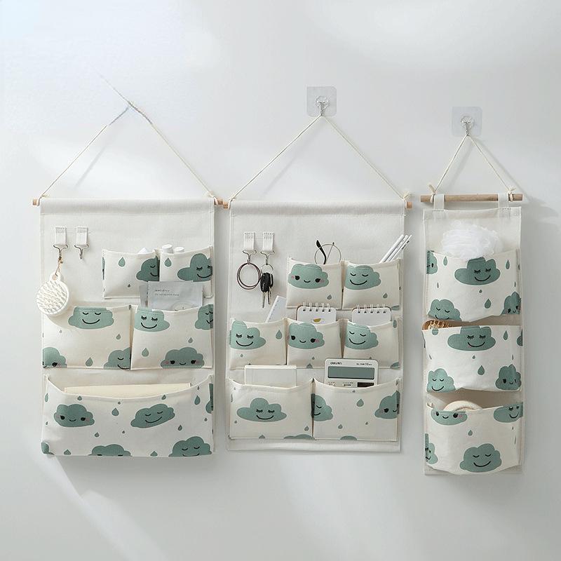 

3/5/7 Pockets Cotton Wall Mounted Storage Bag Home Room Closet Door Sundries Clothes Hanging Bag Holder Cosmetic Toys Organizer 3 Pockets