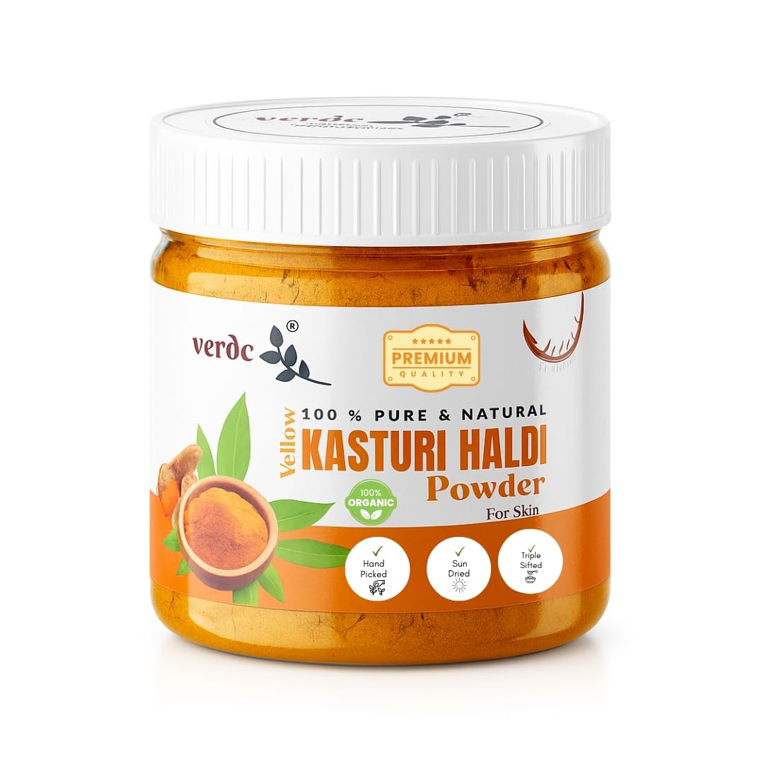 

verdc - 100% Pure & Natural Yellow Kasturi Haldi/Manjal/Turmeric Powder for Face - Glow- Facepack for acne free clear skin (100 GM)