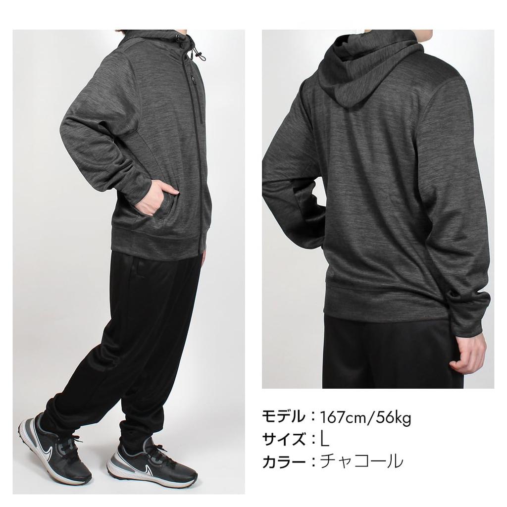 Stayland Hooded Jersey Stretch Full 6 Pockets Men's Set, Fabric, Zipper, (JP, Alphabet, 5L, Charcoal)