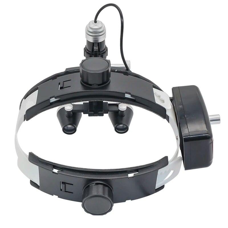 80000 Lux Powerful Headlamp with Binocular Magnifier 2.5X/3.5X Helmet Dental Loupe with Headlight 3W High Brightness