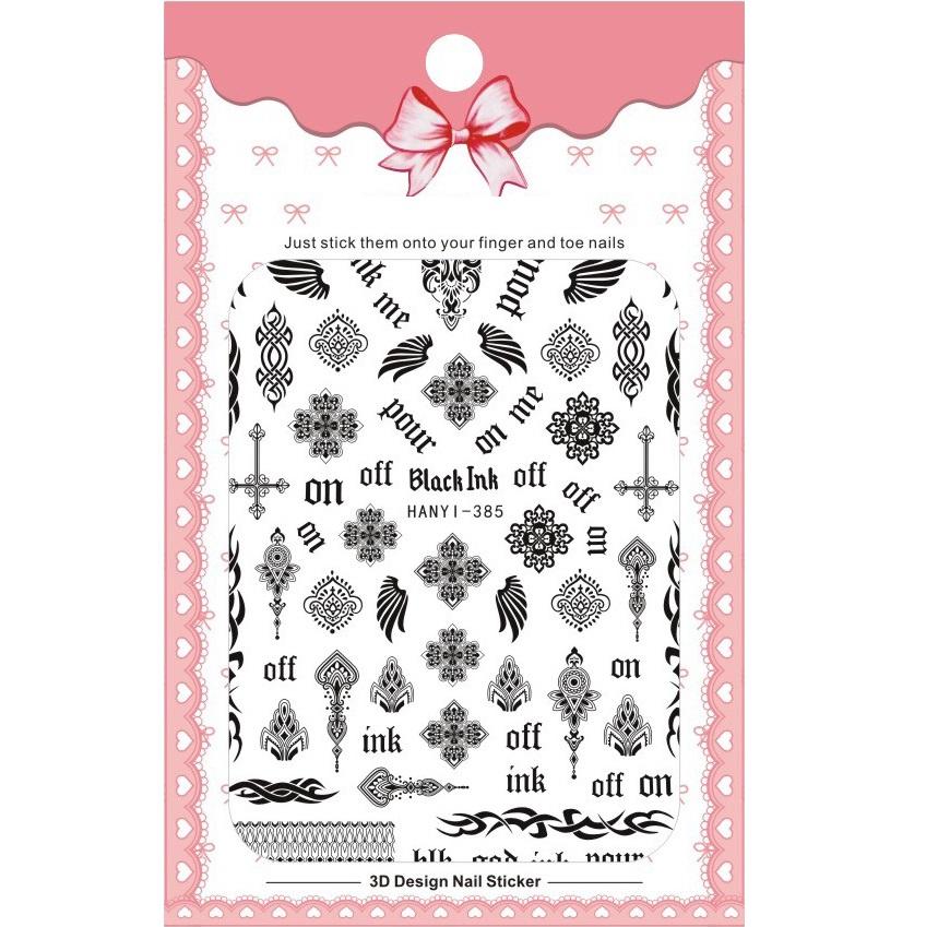 1 Sheet Adhesive 3D Nail Stickers Decals Press On Tips Manicure Decoration Geometry Letter Design