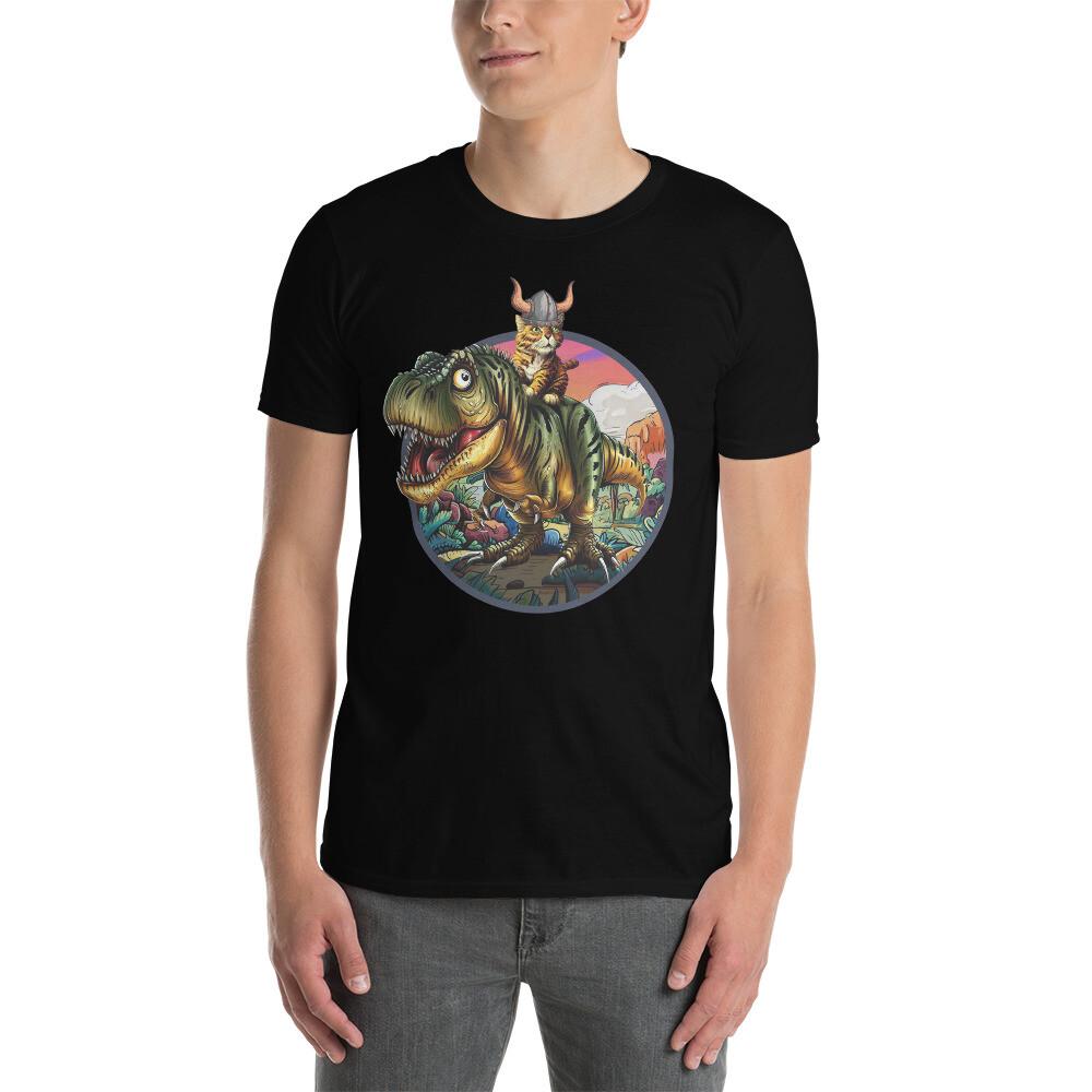 Funny Bigfoot Riding Dinosaur T-Rex: Hilarious Sasquatch T-Shirt  Unisex T-Shirt S