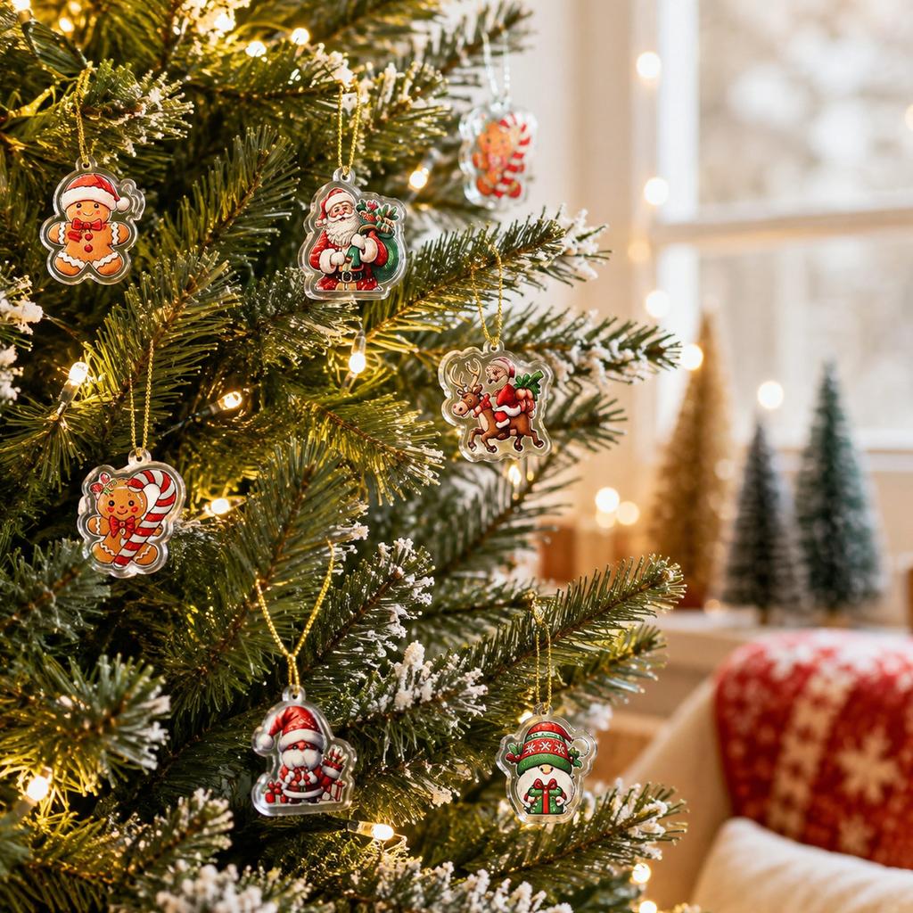 2D Acrylic Christmas Ornaments Pack Snowman Hanging Decor Set