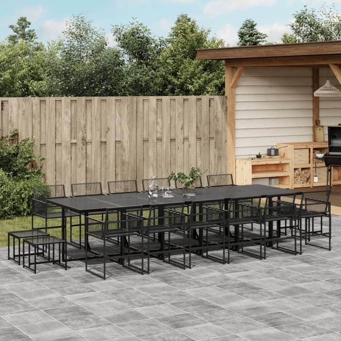 VidaXL Ensemble à manger de jardin 17 pcs noir résine tressée 3295057