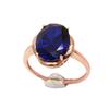 Russia 585 Purple Gold Inlaid Egg Surface Bluestone Ring Rose Gold Plated High-End Fashion Open Ring