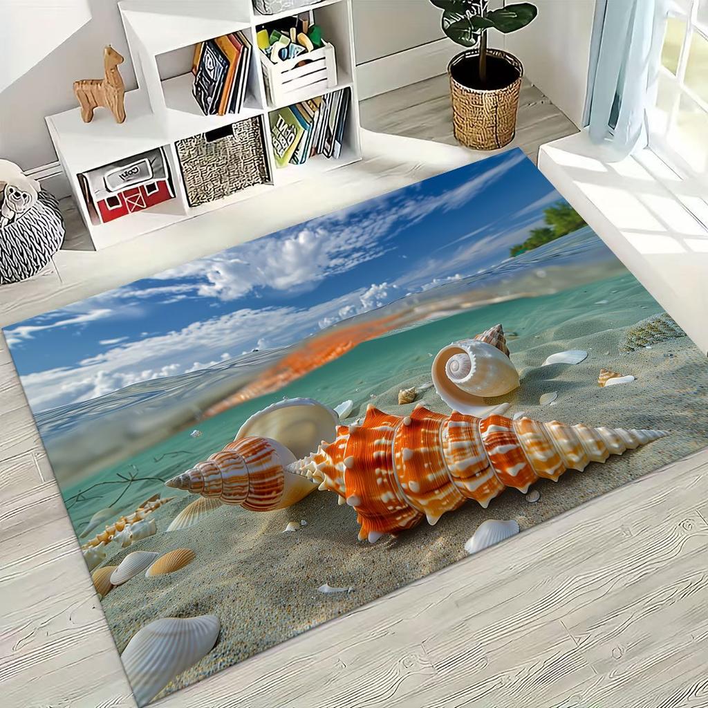 Dream Starfish Shell Tropical Beach Sea Star Art Rug for Bedroom Living Room Sofa Home Doormat Decor,Large Non-slip Floor Mat
