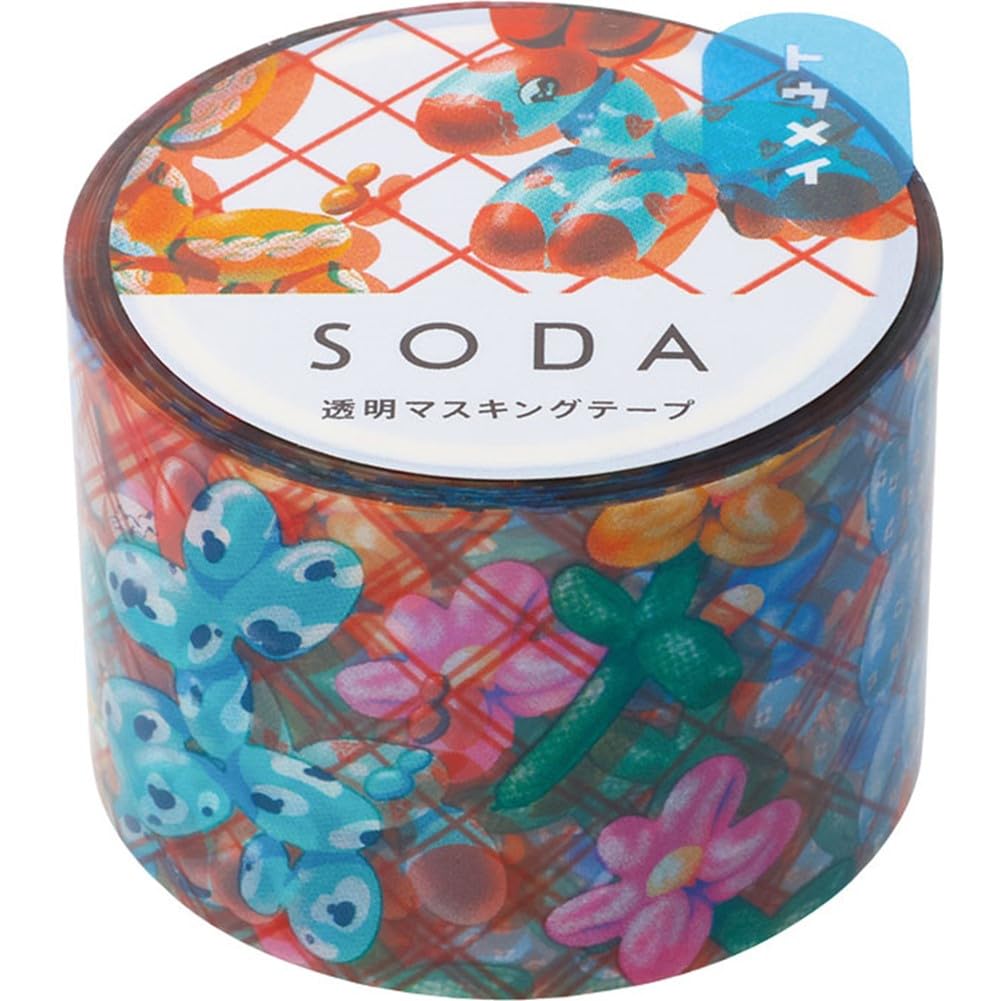 King Jim SODA Masking 30mm Balloon Tape, Transparent, Wide, Design, CMT30-018
