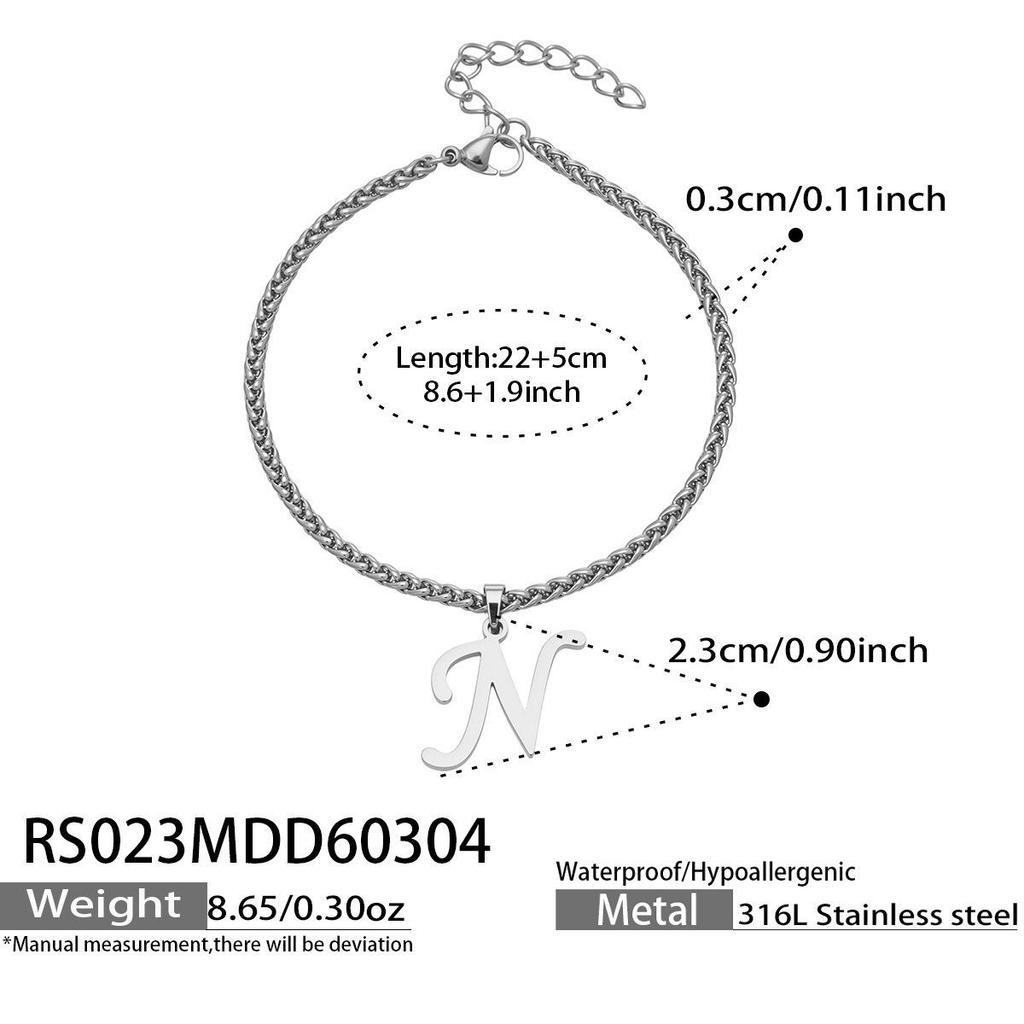 26-Letter Pendant Anklet: Stainless Steel Simple Design Foot Jewelry