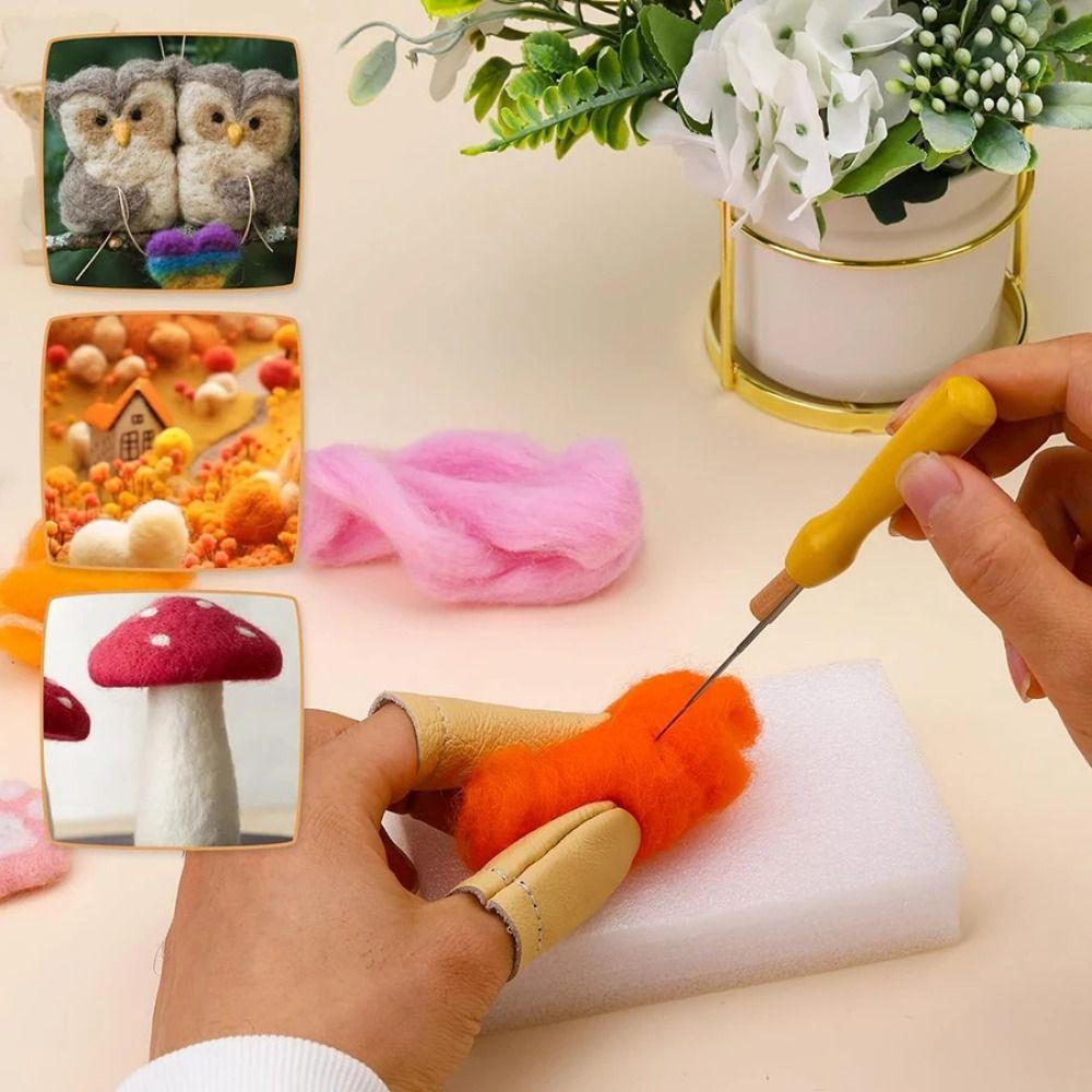 34Pcs/Set Wooden Handle Wool Felting Needle Tools Wool Felting Needles Kit  Doll Making Tools