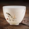 Boutique Suet Jade Ceramic Teacup Personal Meditation Cup Hand Painted Flowers Tea Bowl Pu'er Master Cup Tea Set Accessories