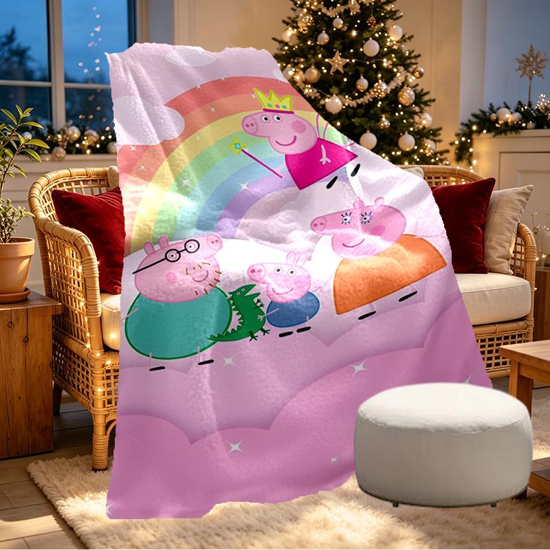 Peppa Pig Print Blanket - Soft & Comfortable, for Bedroom, Travel, Sofa, Home Decoration - Birthday Christmas Gift for Friend