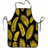 1pc Yellow Tropical Palm Leaf Print Apron, Durable And Easy To Clean, Adjustable Waistband, Polyester Material, for Kitchen Cooking, Gardening, Orchar