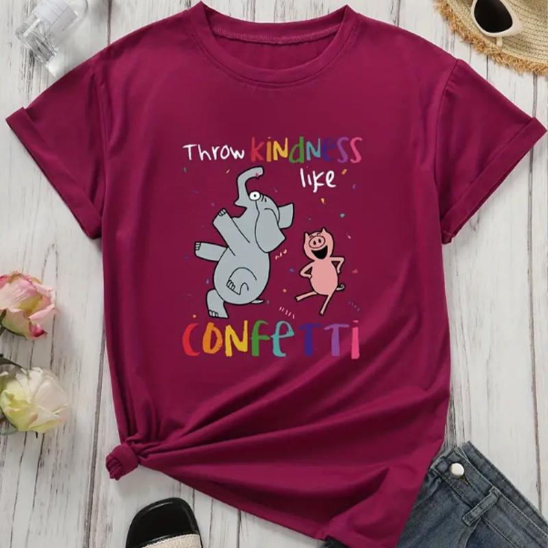 Fashion Women Animals Elephant Pig Print T Shirt Funny Casual O-neck Short Sleeves T-shirt Summer Female Tee Shirt