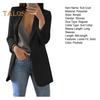 Chaqueta de traje para mujer, con solapa, manga larga, abierta al frente, color liso, estilo urbano, para primavera y otoño, para negocios.