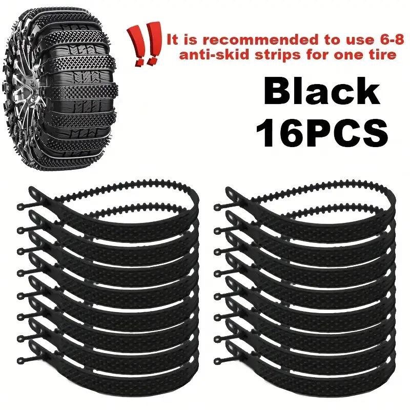 6 PIEZAS/16 PIEZAS Cadenas para neumáticos antideslizantes de alta resistencia, bridas de TPU antideslizantes reutilizables, adecuadas para todos los vehículos, cadenas para neumáticos de vehículos, protección para neumáticos de vehículos.