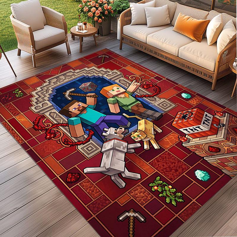 Minecraft1 (4) Print Rug, Washable Floor Carpet, For Entryway Dorm Laundry Room Office Study, Home Decor Birthday Christmas Gift