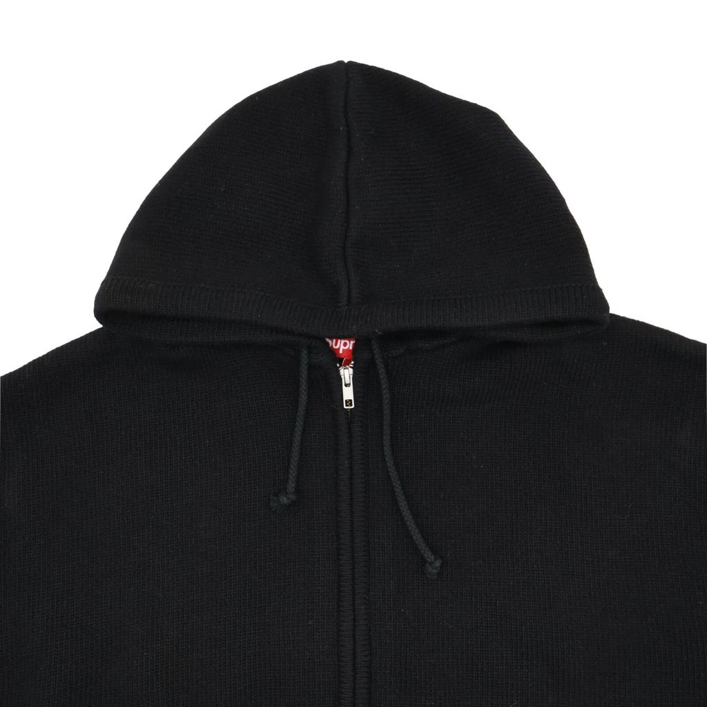Supreme Pulover cu glugă și fermoar brodat Cina cea de Taină Negru