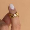 18K Gold-Plated Irregular Embossed Open Ring - Stainless Steel, Fade-Resistant