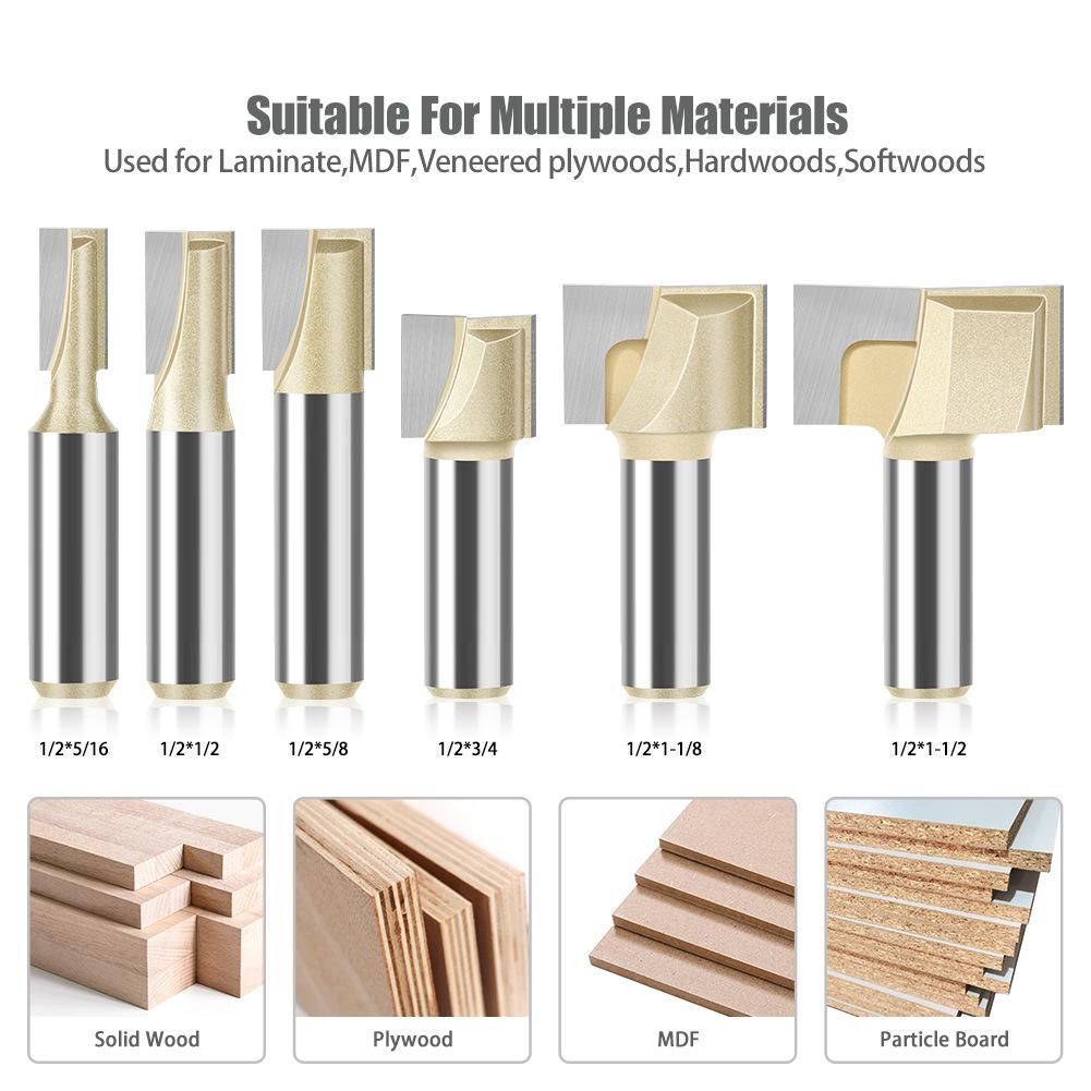 Professional Grade 6 Handle 12 Handle Bottom Cleaning Knife Slotting Knife Flat Bottom Cutter Milling Bottom Engraving Machine Carbide Woodworking