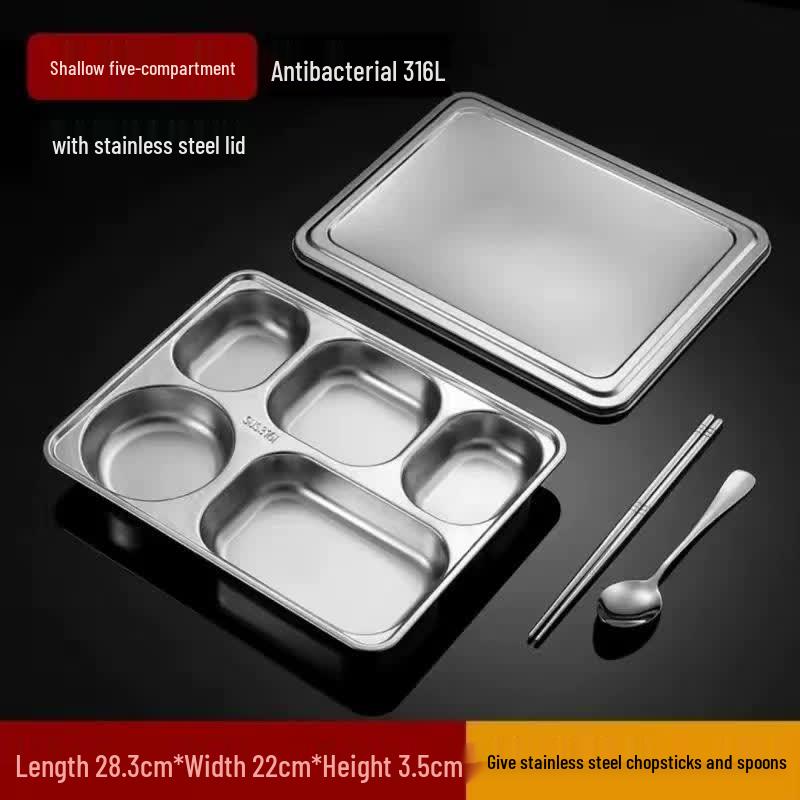 HANDUNYOU 316 Stainless Steel Divided Meal Tray