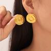 Vintage Minimalist Round Gold-Plated Titanium Steel Stud Earrings