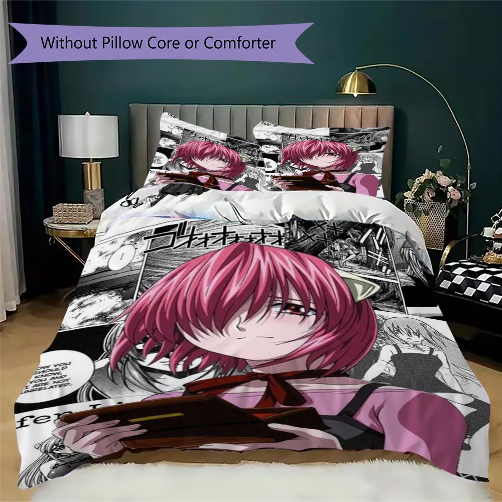 Elfen Lied Anime Pattern Bedding uilt Set uilt Cover Pillowcase Home Decoration Birthday Gift (1 * duvet cover + 2 * pillowcase without core)41