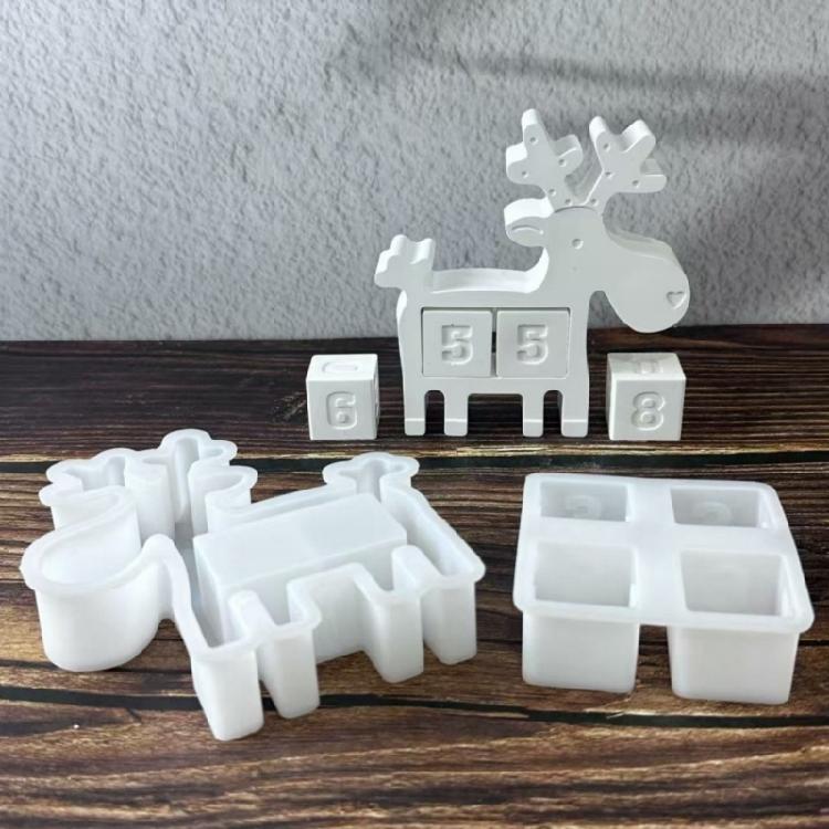 Christmas Silicone Resin Molds Christmas Reindeers Countdowns Calendar Mold Plasters Ornament Mold for Diys Home Decors