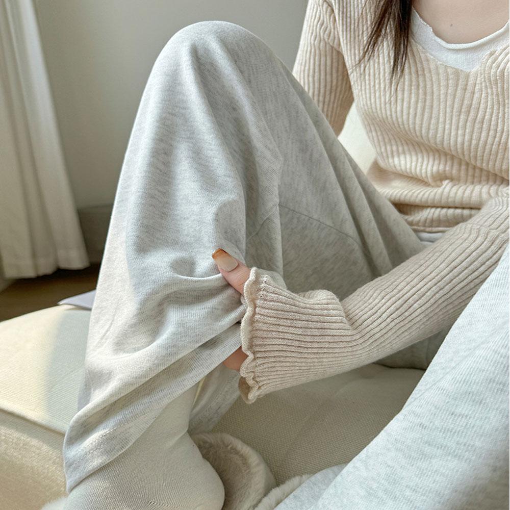 Damen Frühling Herbst Y2K Kleidung Dicker Strick Hohe Taille Baggy Casual Hosen Hosen Für Frauen Jogginghose