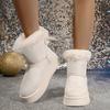 New Fashionable Bow Round Toe Elegant Snow Boots Winter Flat Wear-resistant Soft Students Plus Velvet Warm Women's Shoes