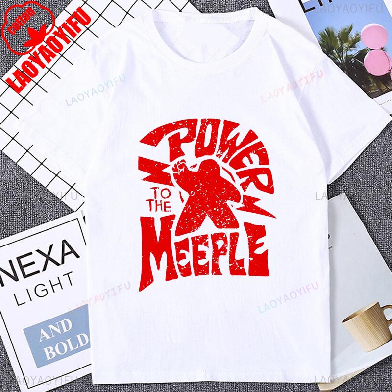 Power To The Meeple Funny Board Game Tshirt Casual Fashion Hip Hop Cotton Man T Shirt Breathe Summer Style Y2K Women T-shirt