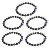 5 Pcs Evil Eye Bracelet 6MM Exquisite Blue Glass Crystal Turkey Evil Eye Beads Black Stretch Bracelet Gift