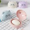 Large Cartoon Soap Dish with Lid - Drainable, Oval Plastic Holder for Bathroom Essentials, Soap Box, Nordic Style